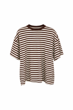 Mila Striped T-shirt - Bruin/Wit