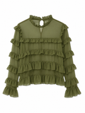 Noa Ruffle Blouse- Olive