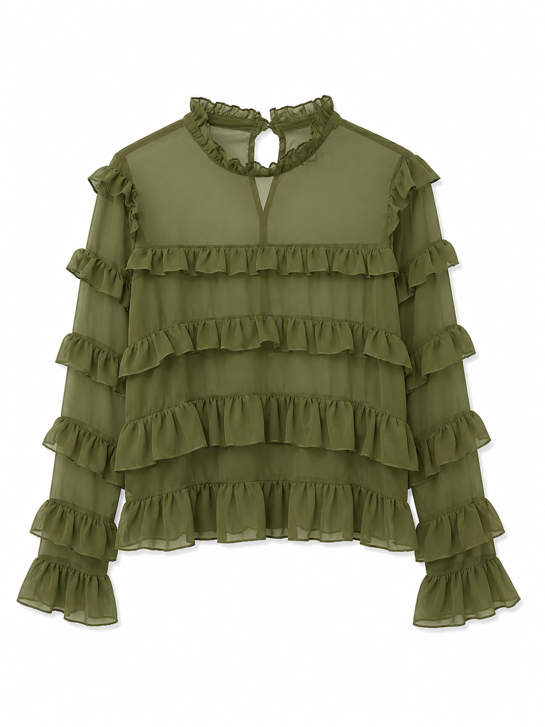 Noa Ruffle Blouse- Olive