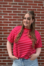 Mila Striped T-Shirt - Rood/Roze
